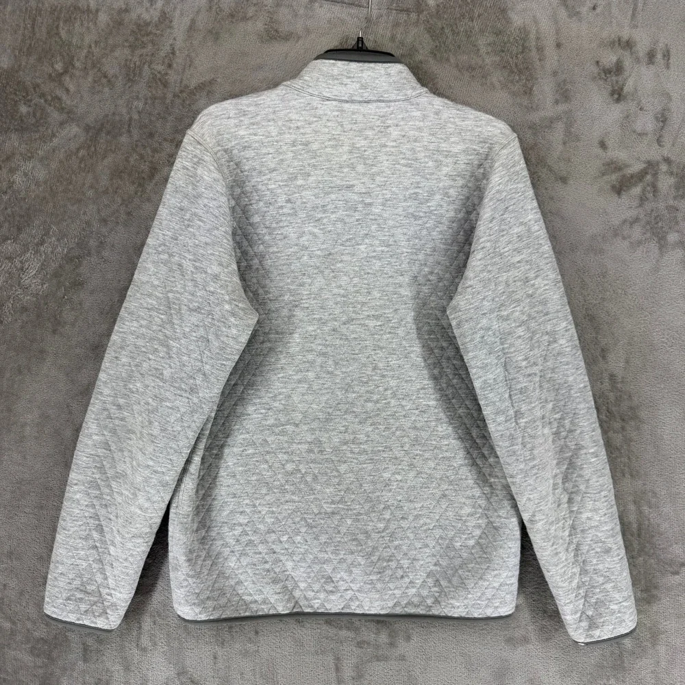 Marine Layer Mens Quilted Snap Mock Neck Pullover Heather Grey Bee Logo Medium